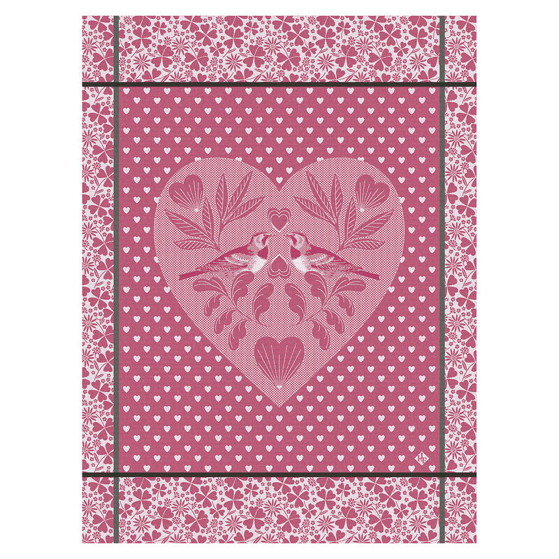 Tea towel Amour Pink 60x80 100% cotton, , hi-res image number 0