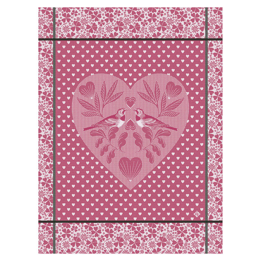 Tea towel Amour Pink 60x80 100% cotton, , hi-res image number 0