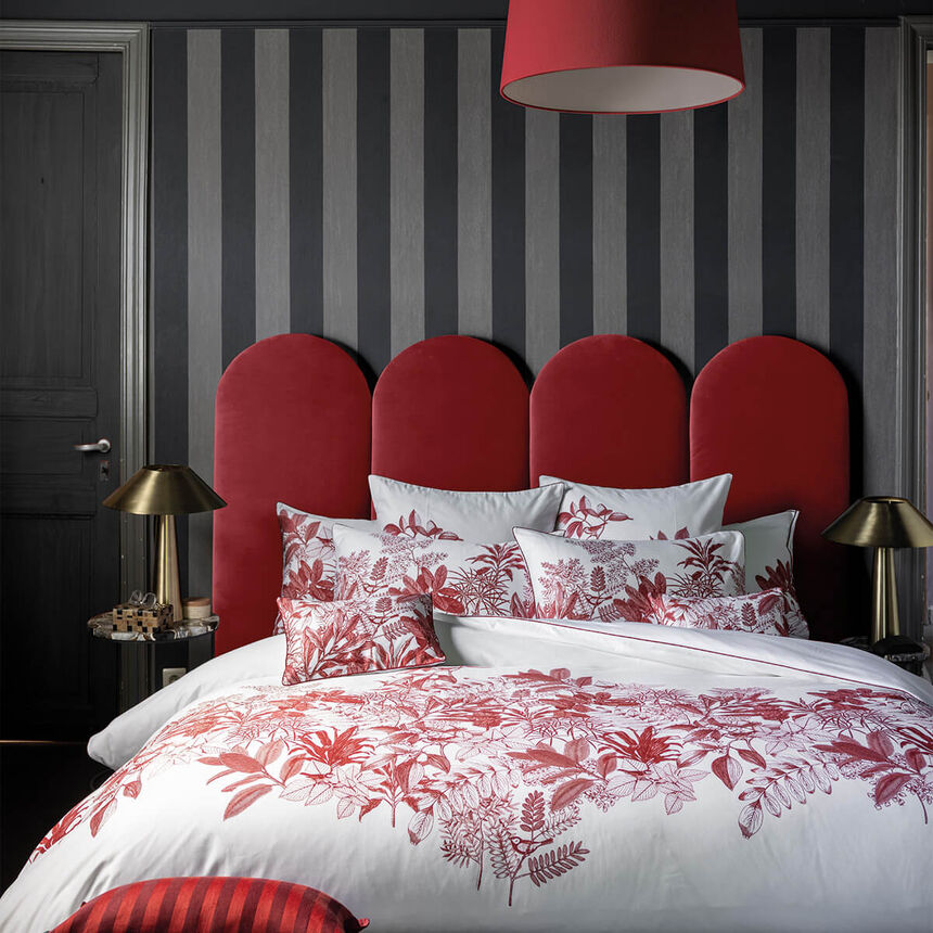 Duvet cover Feuilles en sc&egrave;ne  Red 135X200 100% cotton, , hi-res image number 0