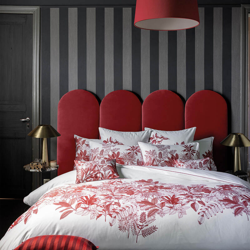Duvet cover Feuilles en scène Red 135X200 100% cotton, , hi-res image number 0