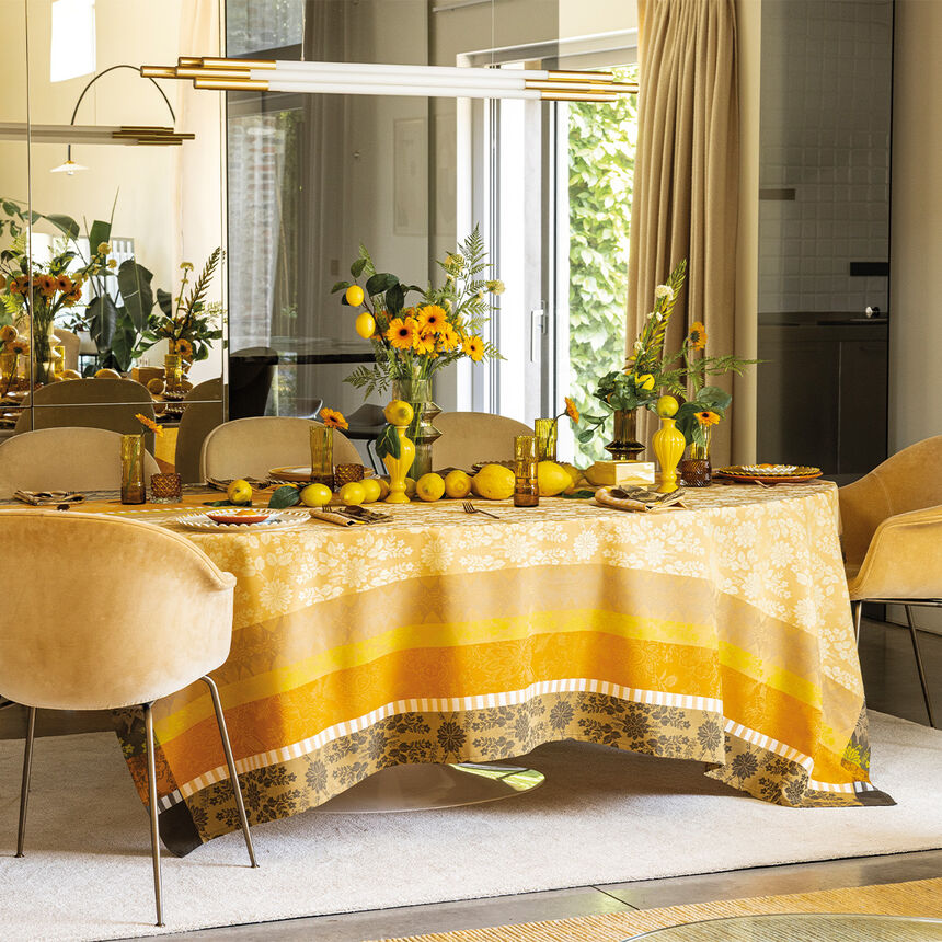 Coated tablecloth Gipsy Yellow 175x175 100% cotton, , hi-res image number 0