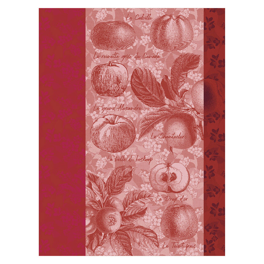 Tea towel Pommes &agrave; croquer Red 60x80 100% cotton, , hi-res image number 0