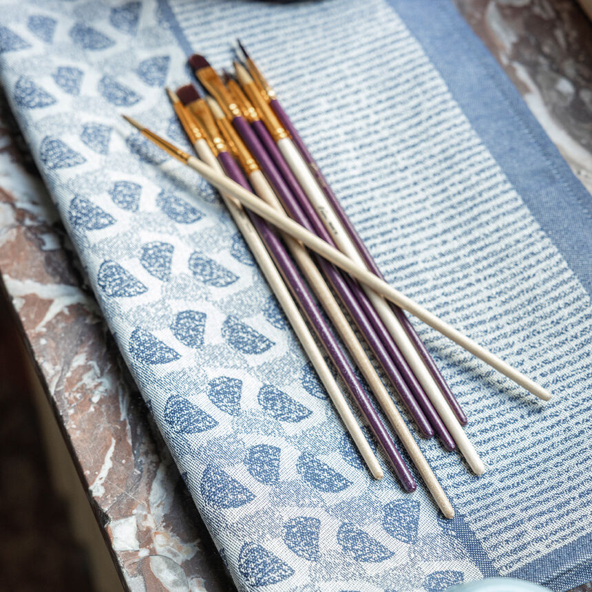 Tea towel Empreintes Blue 60x80 100% cotton, , hi-res image number 2