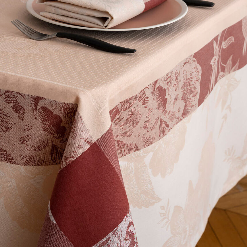 Tablecloth &Agrave; la Fran&ccedil;aise Pink 175x175 100% cotton, , hi-res image number 1
