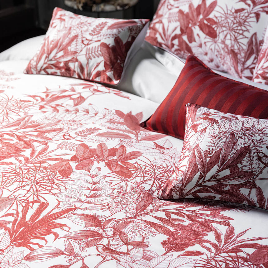Duvet cover Feuilles en sc&egrave;ne  Red 135X200 100% cotton, , hi-res image number 4
