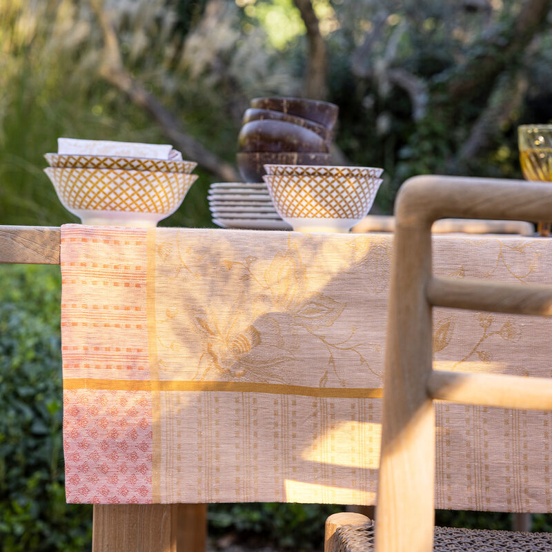 Tablecloth &Eacute;t&eacute; Indien Orange 120x120 100% linen, , hi-res image number 2