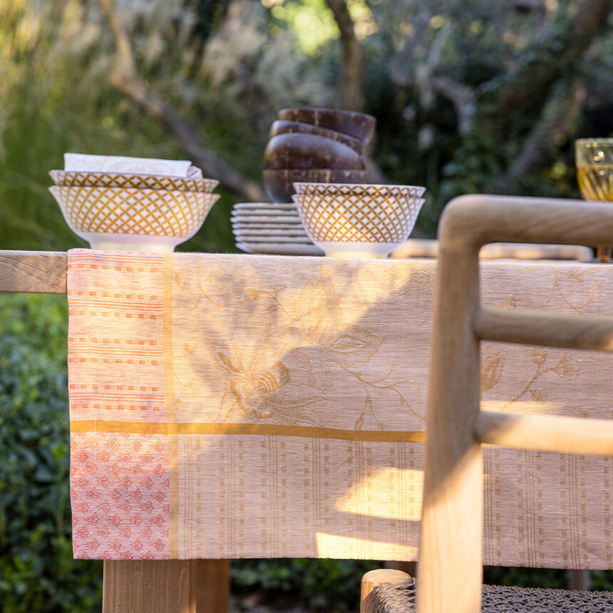 Tablecloth &Eacute;t&eacute; Indien Orange 120x120 100% linen, , hi-res image number 2