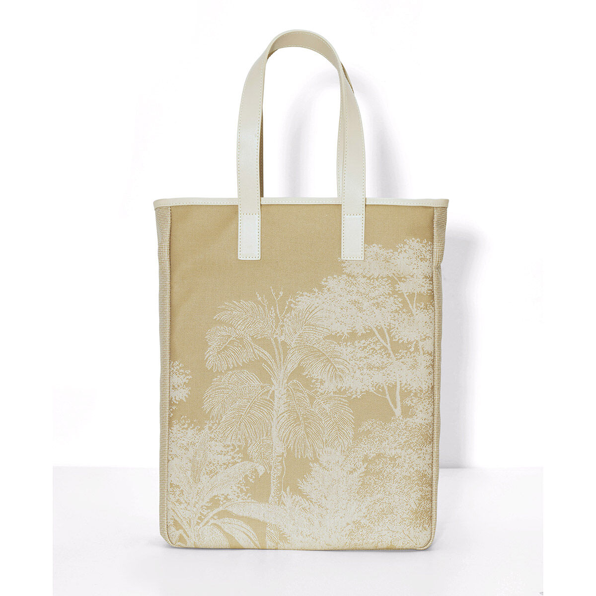 Tote bag Browncotton leather Coated Canvas Paysage Le Jacquard