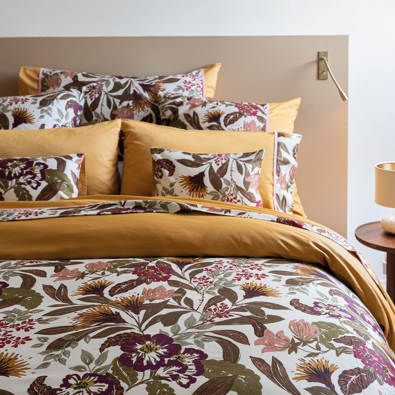 Pillowcase Panache de fleurs Yellow 40X80 100% cotton, , hi-res image number 0