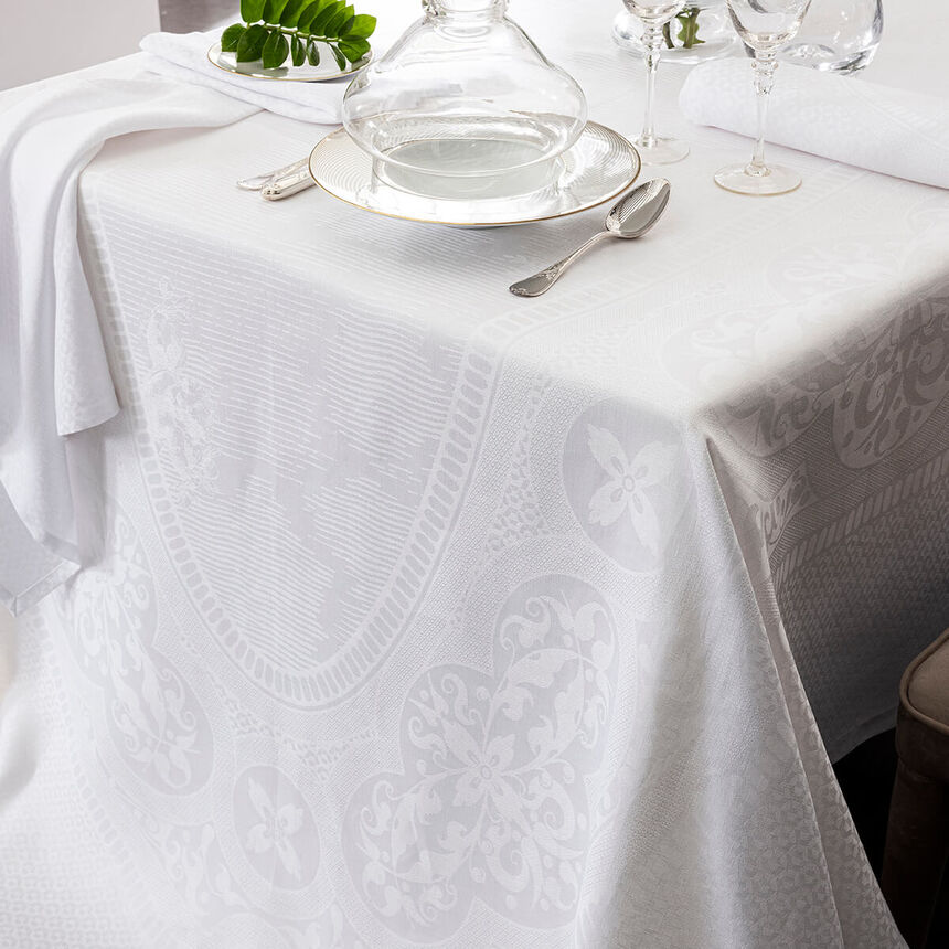 Tablecloth &Eacute;vasion C&eacute;leste White 175x175 100% linen, , hi-res image number 2