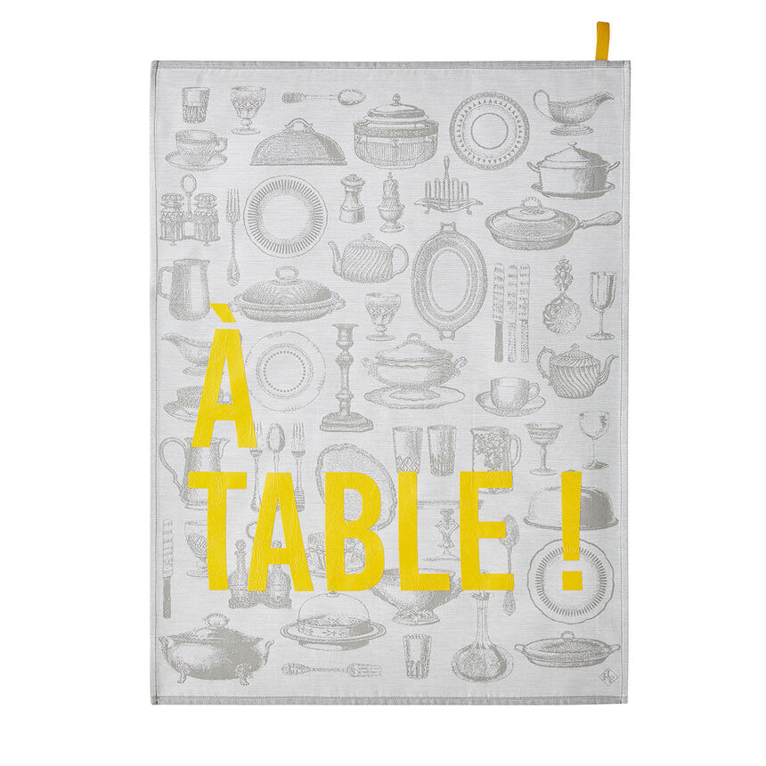 Tea towel &Agrave; table Grey 60x80 100% cotton, , hi-res image number 0