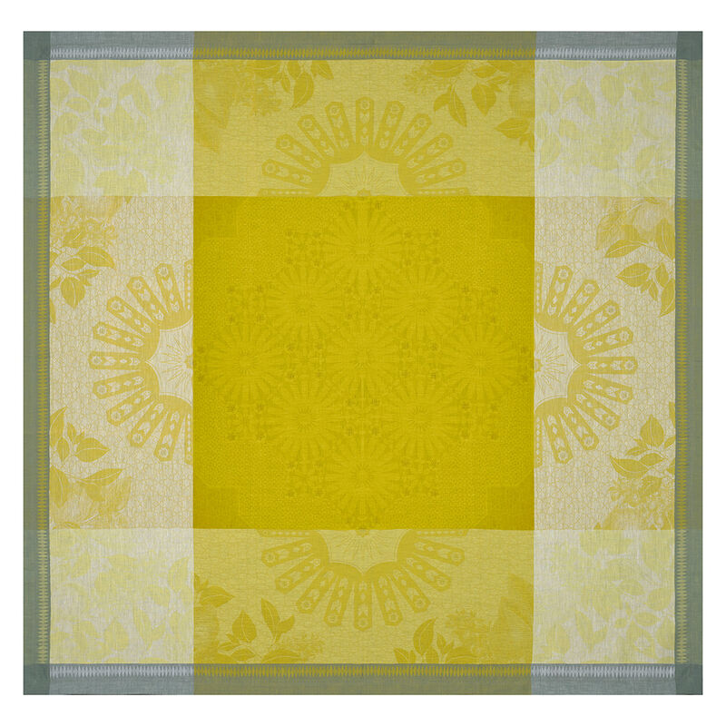 Tablecloth Jardin d'orient Yellow 175x175 100% linen, , hi-res image number 2