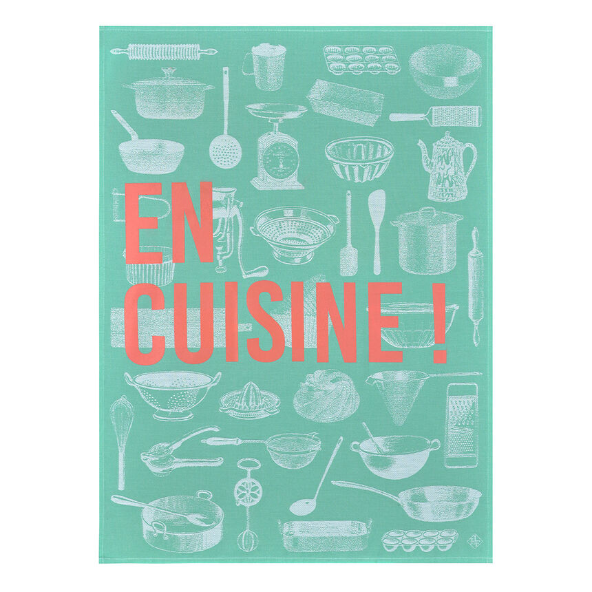Tea towel En Cuisine Green 60x80 100% cotton, , hi-res image number 0