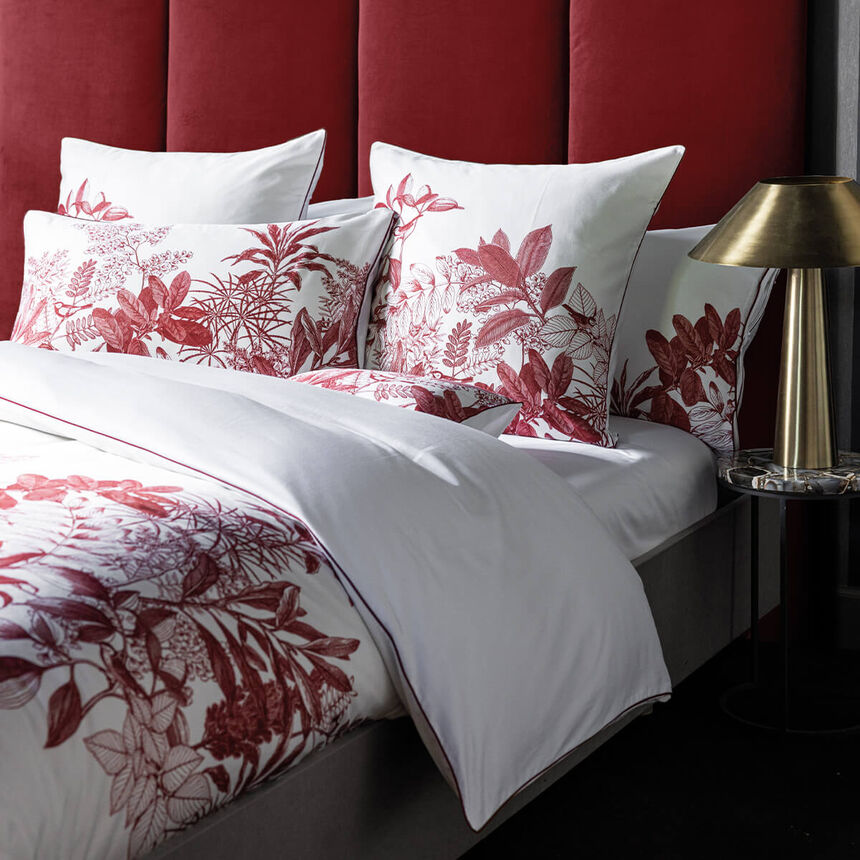 Fitted sheets Feuilles en sc&egrave;ne  White 100X200X35 100% cotton, , hi-res image number 1