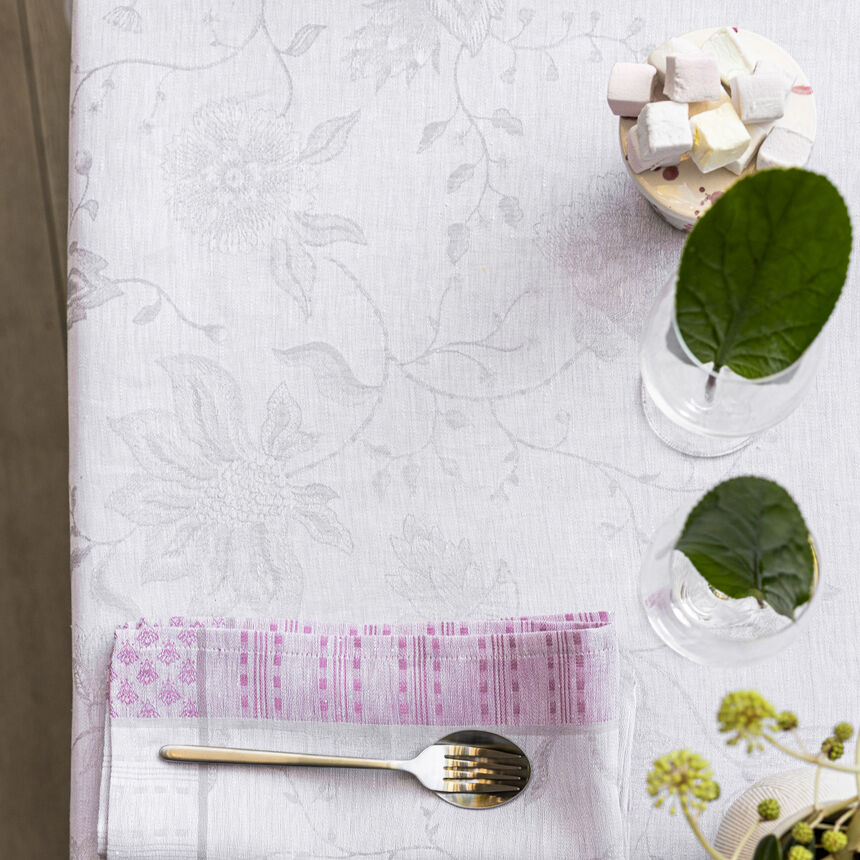 Tablecloth &Eacute;t&eacute; Indien Purple 120x120 100% linen, , hi-res image number 3