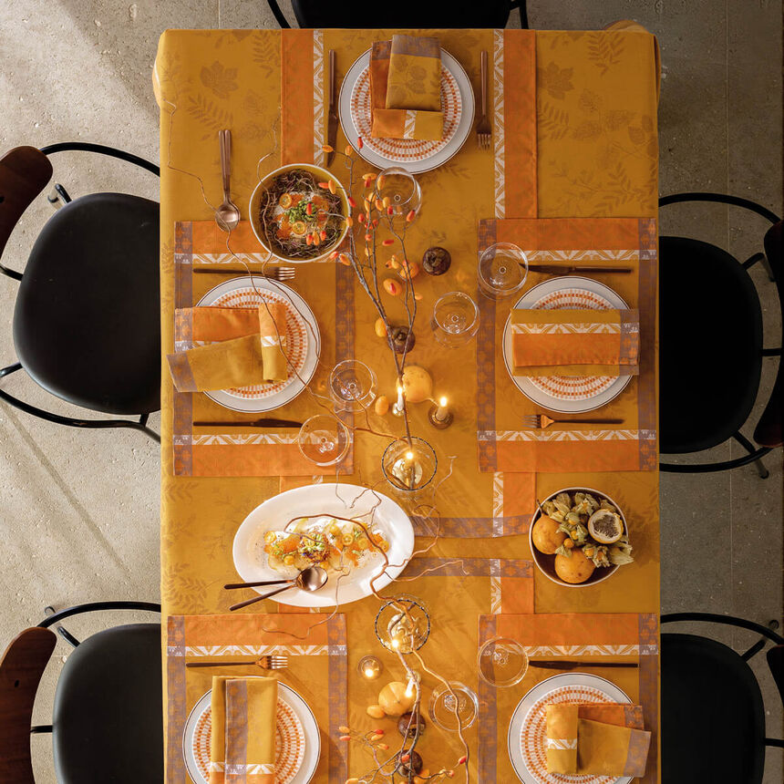 Tablecloth Manor lane Orange 175x175 100% cotton, , hi-res image number 0