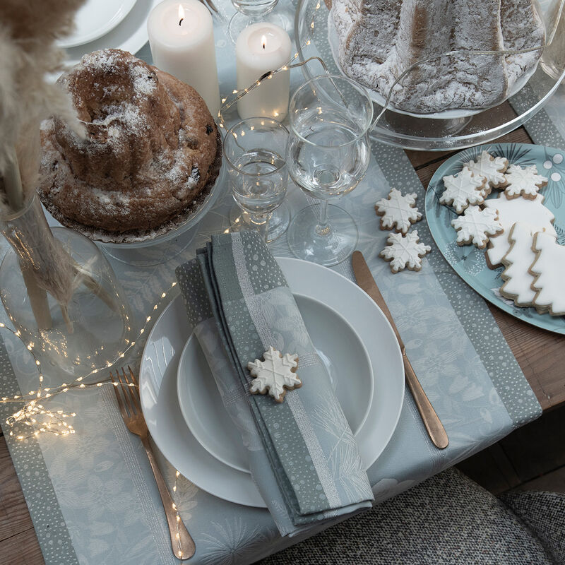 Napkin Poésie d'hiver Blue 58x58 99% cotton / 1% other fibers, , hi-res image number 0