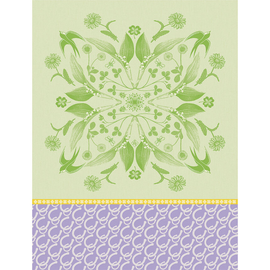 Tea towel Porte bonheur Green 60x80 100% cotton, , hi-res image number 0