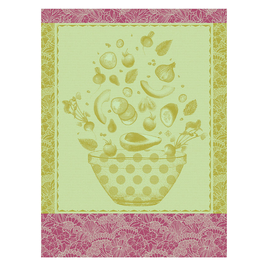 Tea towel Salade d'&eacute;t&eacute; Green 60x80 100% cotton, , hi-res image number 0