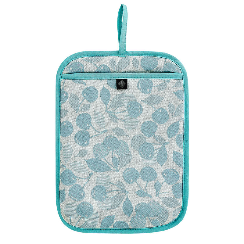 Pot mitt Cerises Blue 27x20 100% cotton, , hi-res image number 0