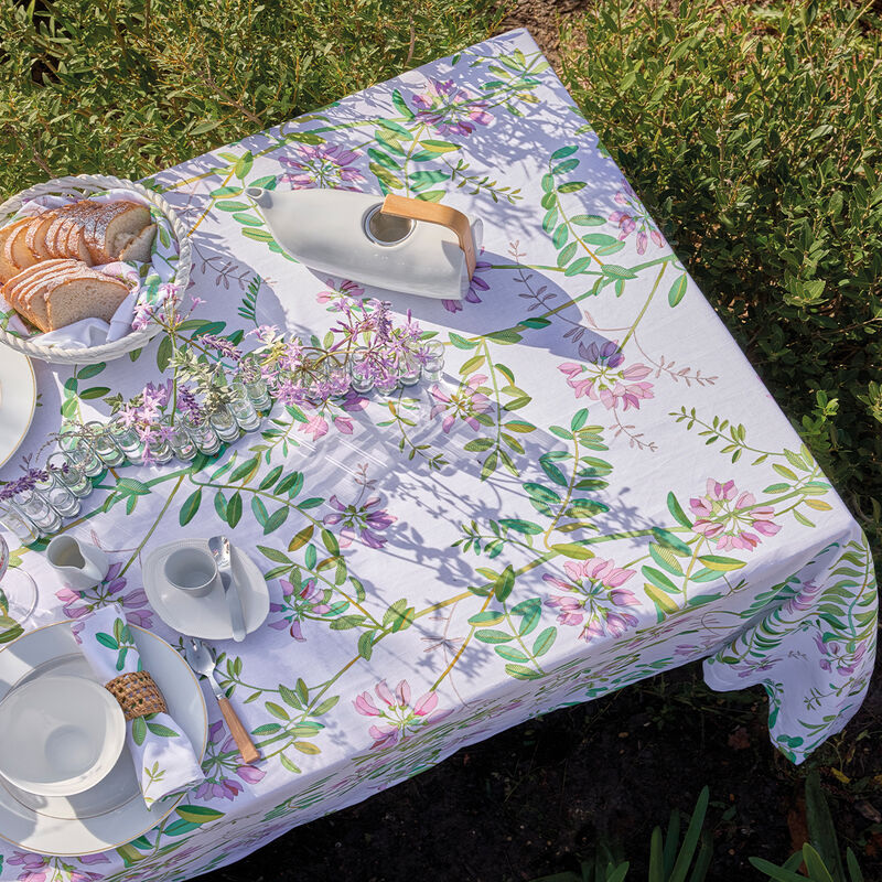Tablecloth Pois de senteur Pink 150x150 50% cotton - 50 % linen, , hi-res image number 1