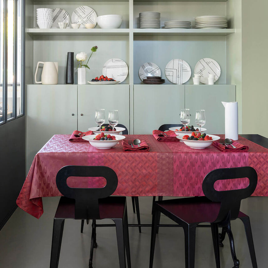 Coated tablecloth Caract&egrave;re Enduit Red 150x150 100% cotton, , hi-res image number 0