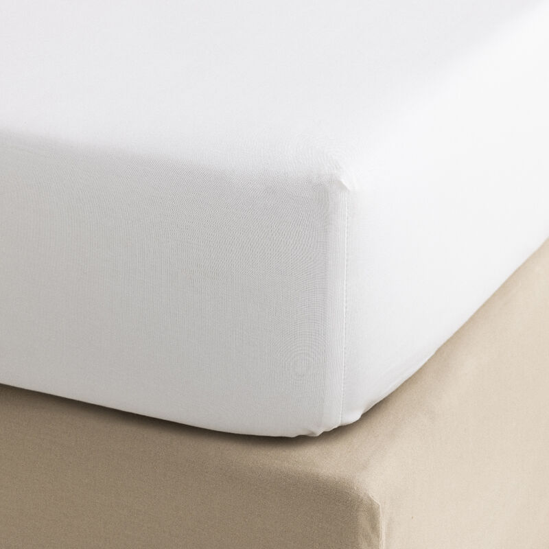 Fitted sheet Songe White 90X200X35 100% cotton, , hi-res