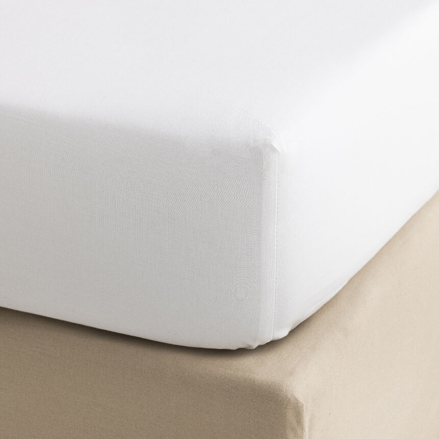 Fitted sheet Songe White 90X200X35 100% cotton, , hi-res image number 0