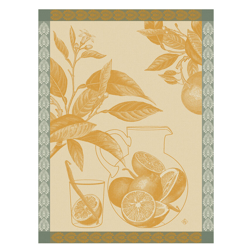 Tea towel Eaux d'agrumes Orange 60x80 100% cotton, , hi-res image number 0