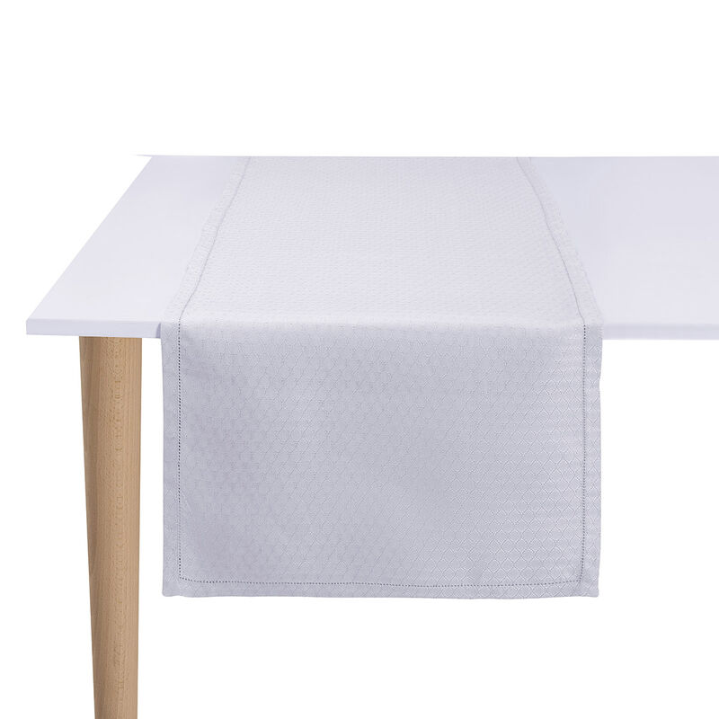 Runner Portofino Géo White 50x150 100% linen, , hi-res image number 0