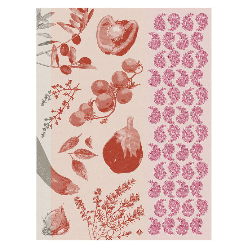 Tea towel Soleil à table Red 60x80 100% cotton, , hi-res image number 0