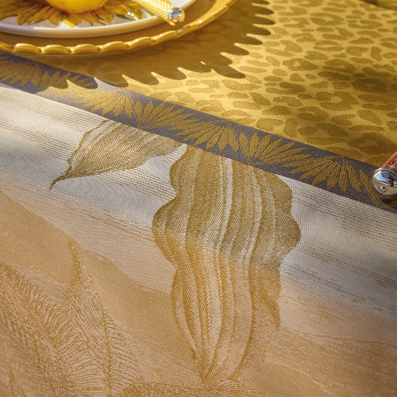 Coated tablecloth Sinharâja Coated Yellow 175x175 100% cotton, , hi-res image number 4