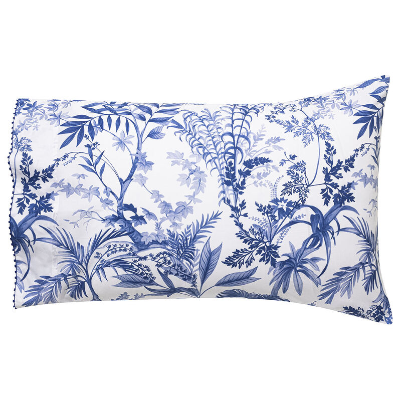 2 Pillowcases Jardin d'eden  Blue 56X84 100% cotton, , hi-res