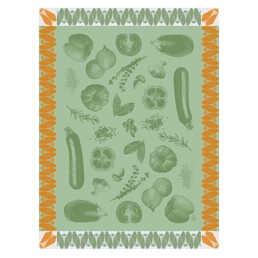 Tea towel Ratatouille Green 60x80 100% cotton, , hi-res image number 0