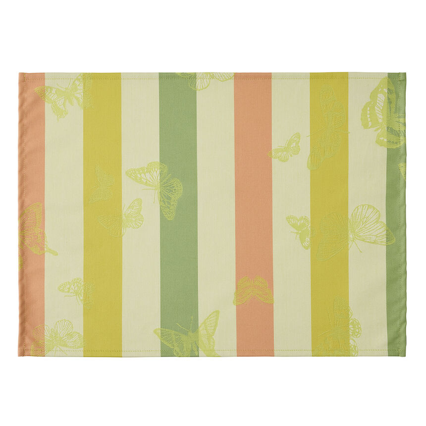 Coated placemat Bal des papillons Coated Yellow 50x36 100% cotton, , hi-res image number 0