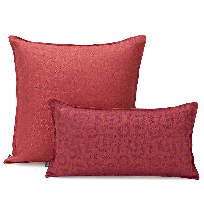 Cushion cover Ottomane Fresque Burgundy 50x50 100% linen, , hi-res image number 2