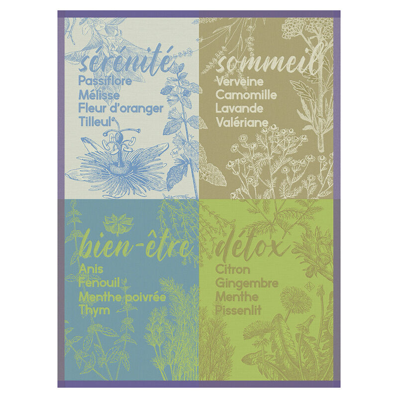 Tea towel Sérénités Purple 60x80 100% cotton, , hi-res image number 0