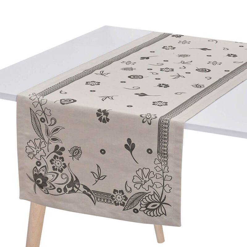 Runner Haute Couture Caviar 50x150 47% linen/ 43% cotton/ 10% polyester, , hi-res image number 0