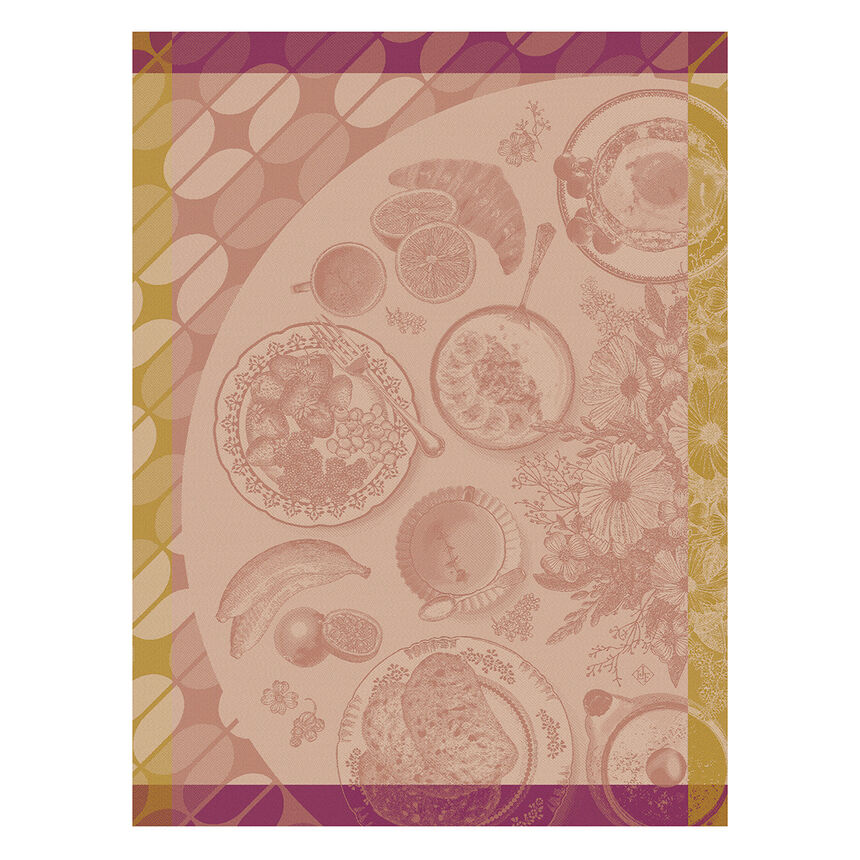 Tea towel Brunch Gourmand  Pink 60x80 100% cotton, , hi-res image number 0