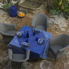 Tablecloth Jardin d'orient Blue 175x175 100% linen, , hi-res image number 1