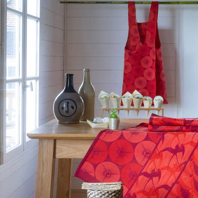 Apron Yukata Red 100% cotton, , hi-res image number 0