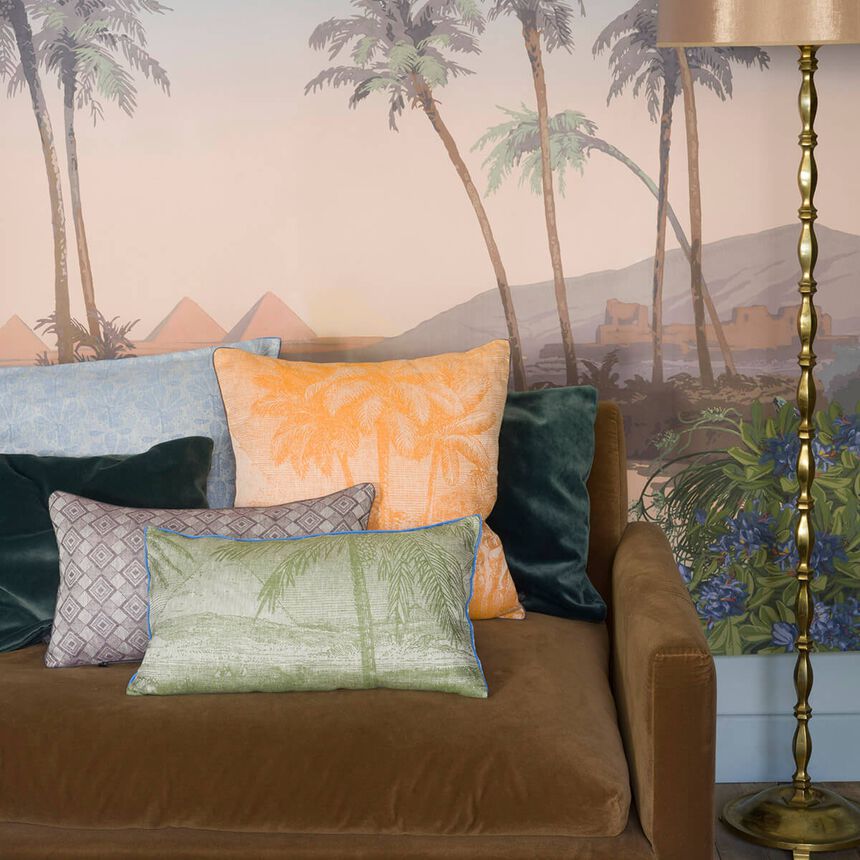 Cushion cover Croisi&egrave;re sur le Nil Palm 50x30 100% linen, , hi-res image number 0