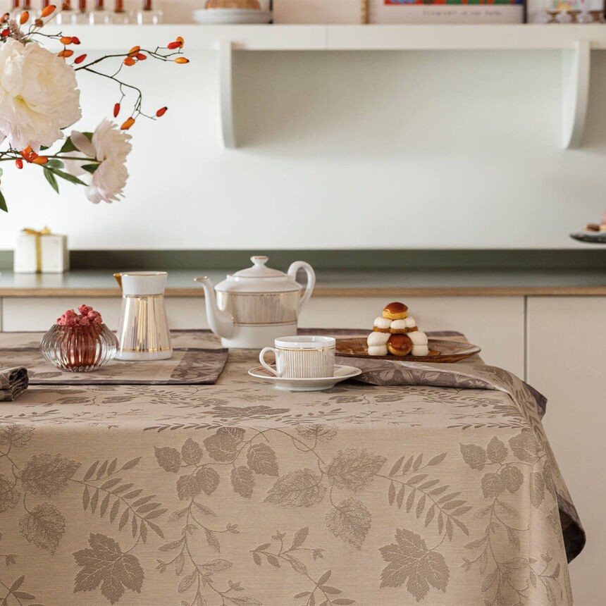 Tablecloth Manor lane Beige 175x175 100% cotton, , hi-res image number 1
