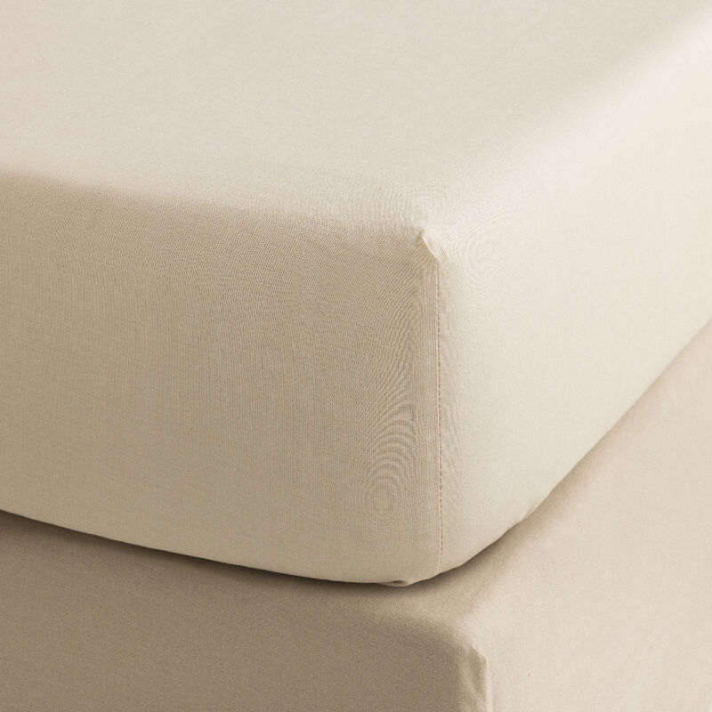 Fitted sheet Portofino Beige 90X200X35 100% cotton, , hi-res