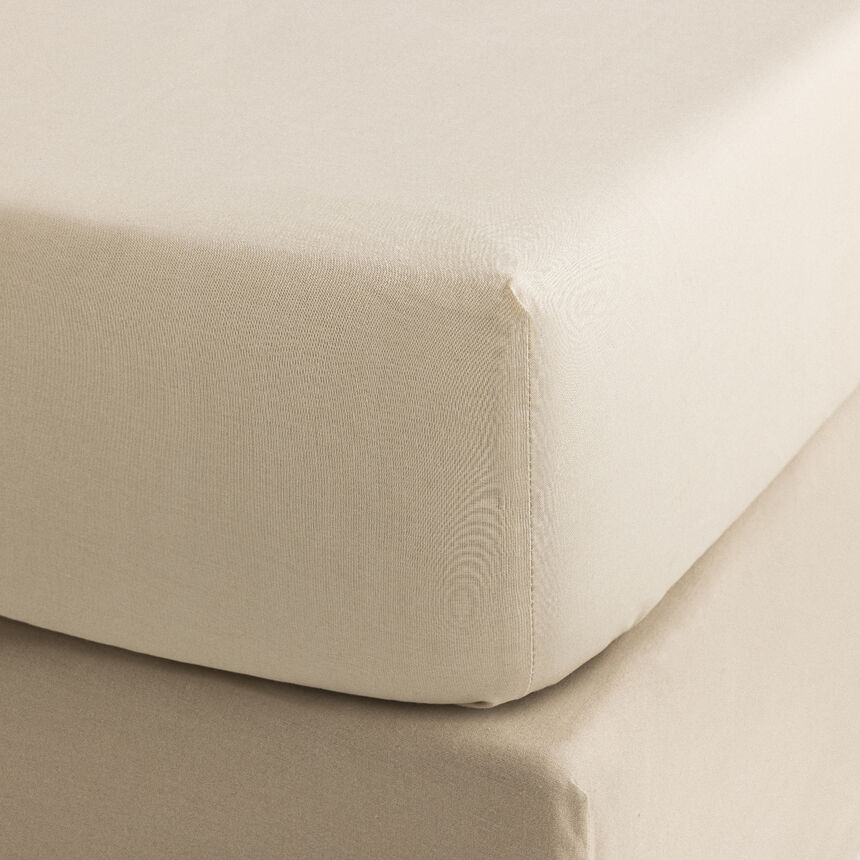 Fitted sheet Portofino Beige 90X200X35 100% cotton, , hi-res image number 0