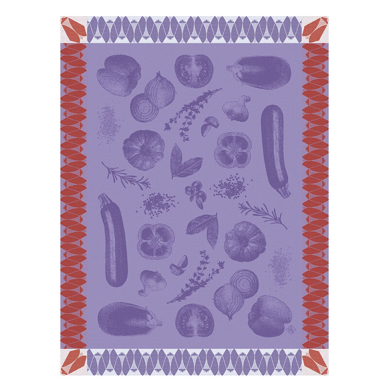 Tea towel Ratatouille Purple 60x80 100% cotton, , hi-res image number 0