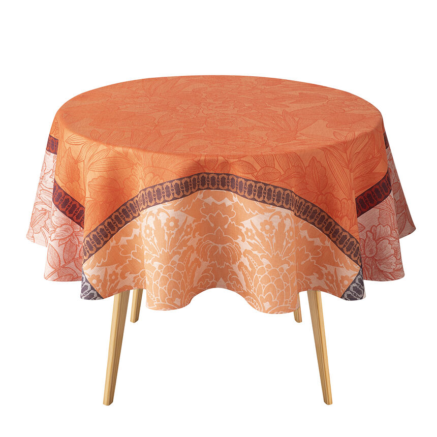 Tablecloth Escapade Tropicale Orange 120x120 100% linen, , hi-res image number 1