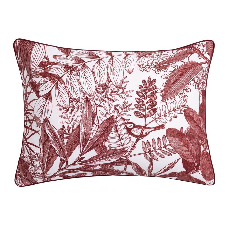 Shams Feuilles en scène Red 30X41 100% cotton, , hi-res image number 1