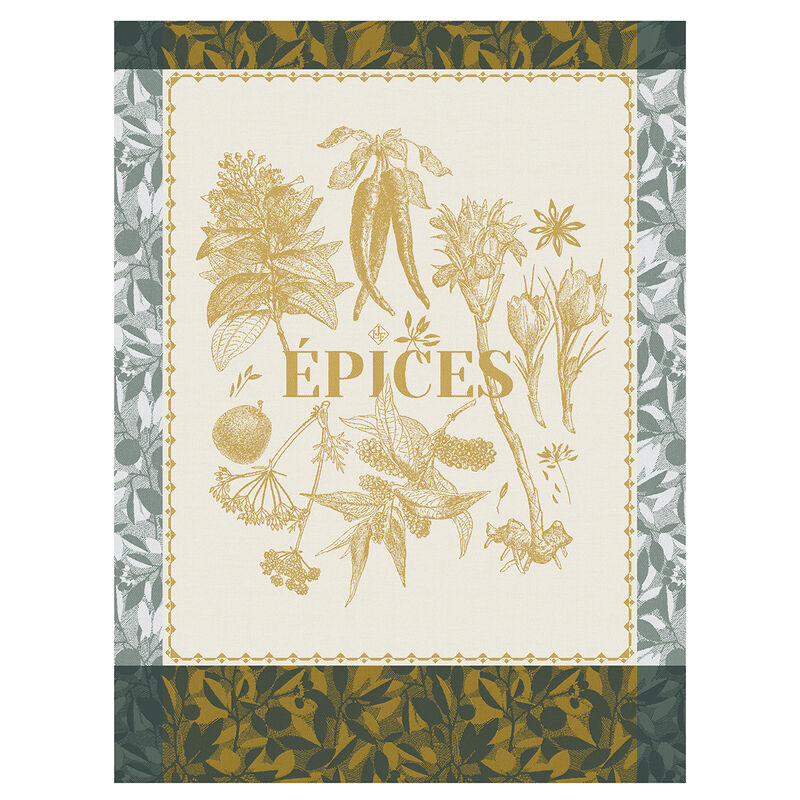 Tea towel Épices & Aromates Yellow 60x80 100% cotton, , hi-res image number 0