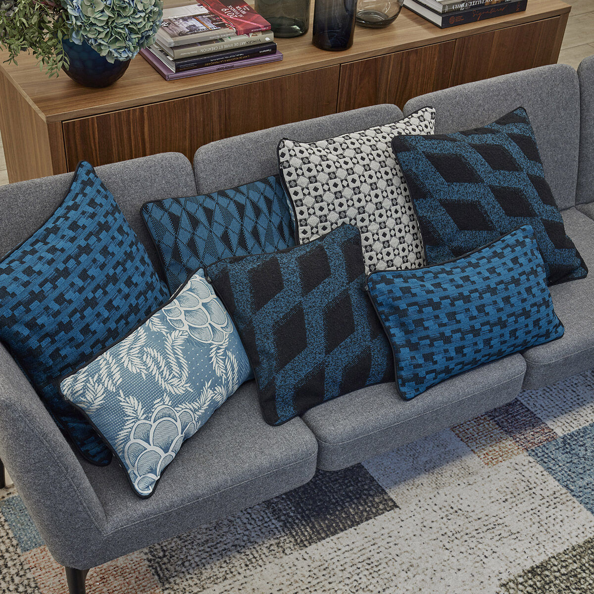 cushion cover blueFrance Echo | Le Jacquard Français